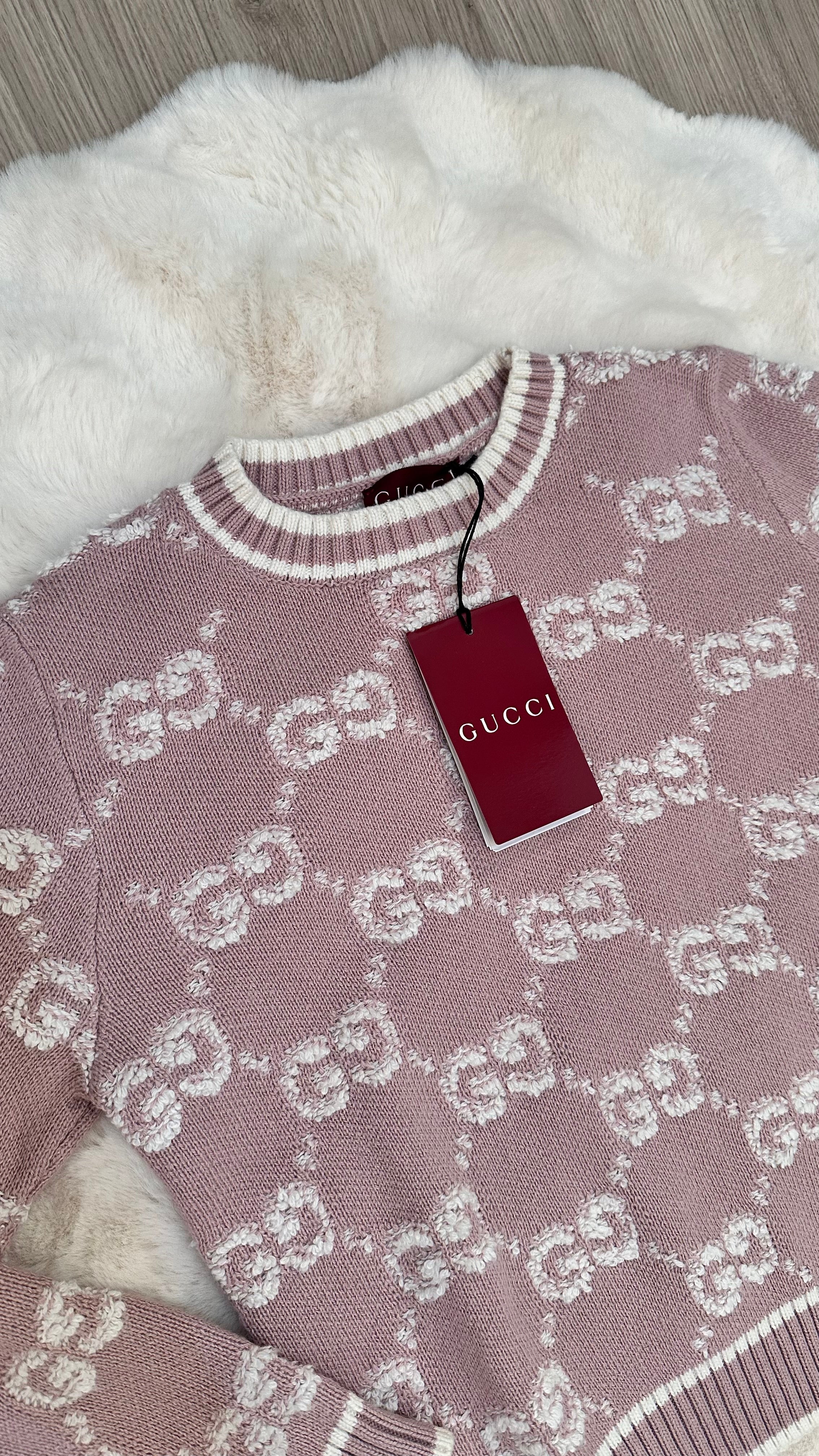 Pull en coton rose brodé GG