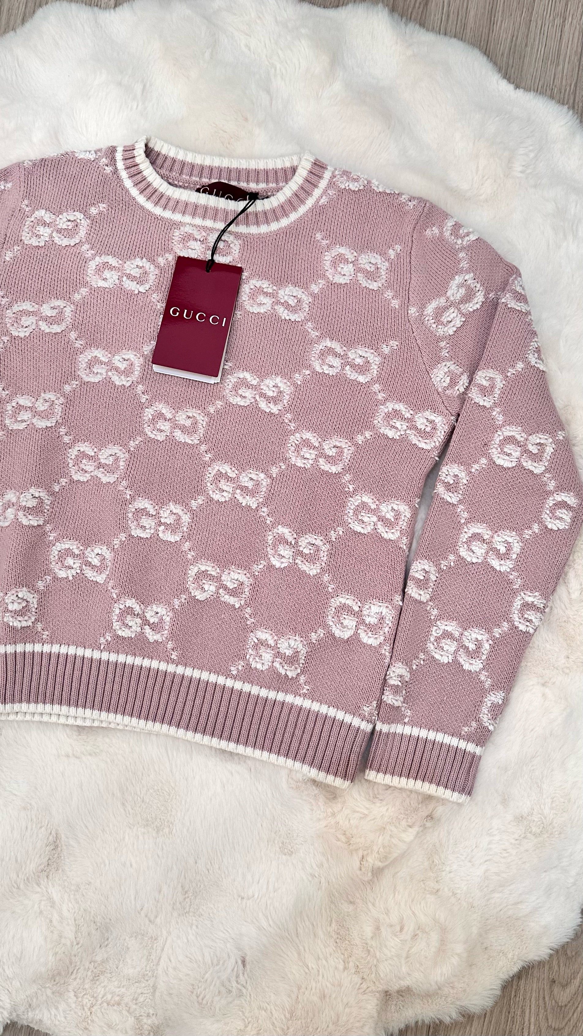 Pull en coton rose brodé GG