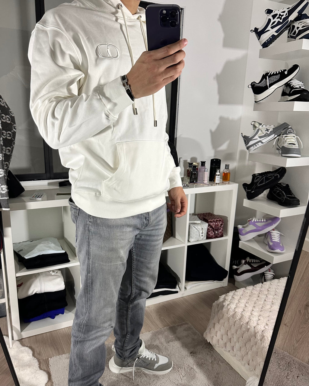 Pull Blanc à motif CD