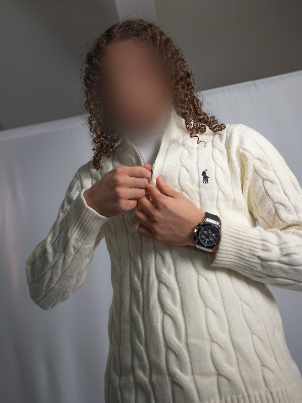 Pull Ralph Lauren Blanc – Maille torsadée