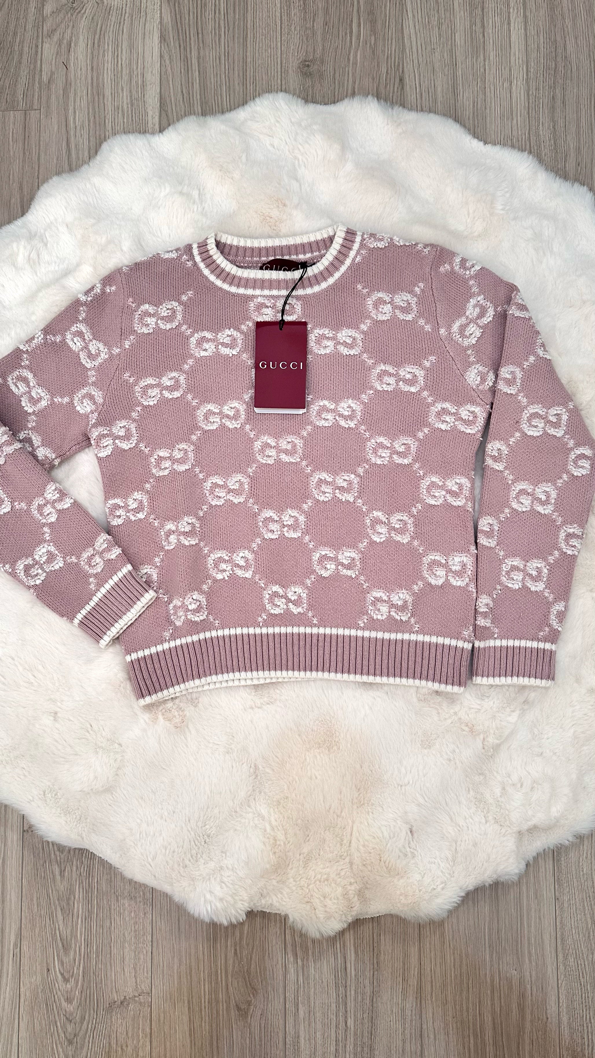 Pull en coton rose brodé GG