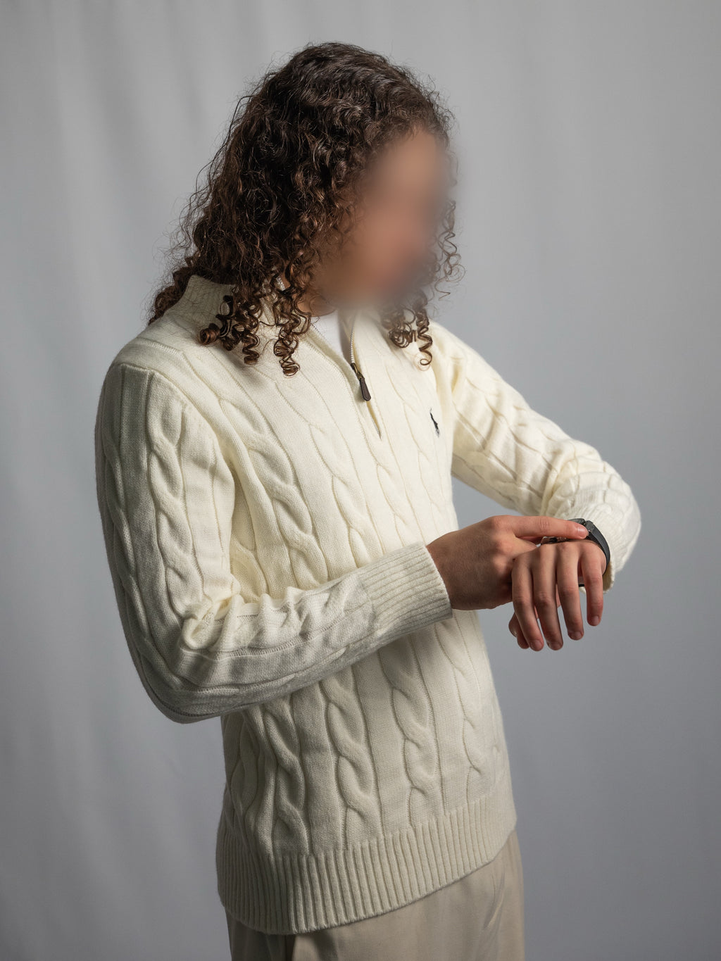 Pull Ralph Lauren Blanc – Maille torsadée