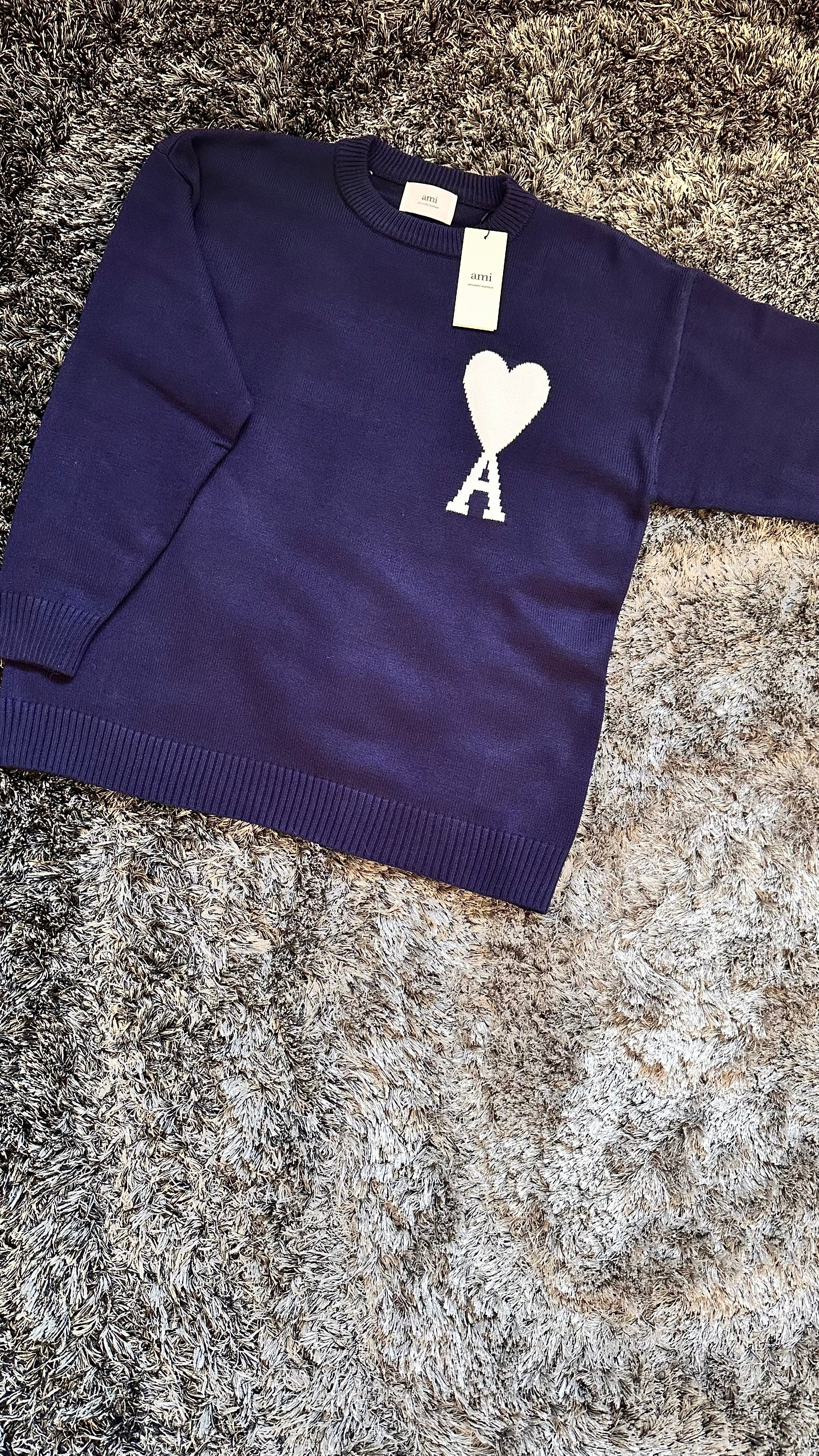 Pull Ami Paris en laine Bleu Marine