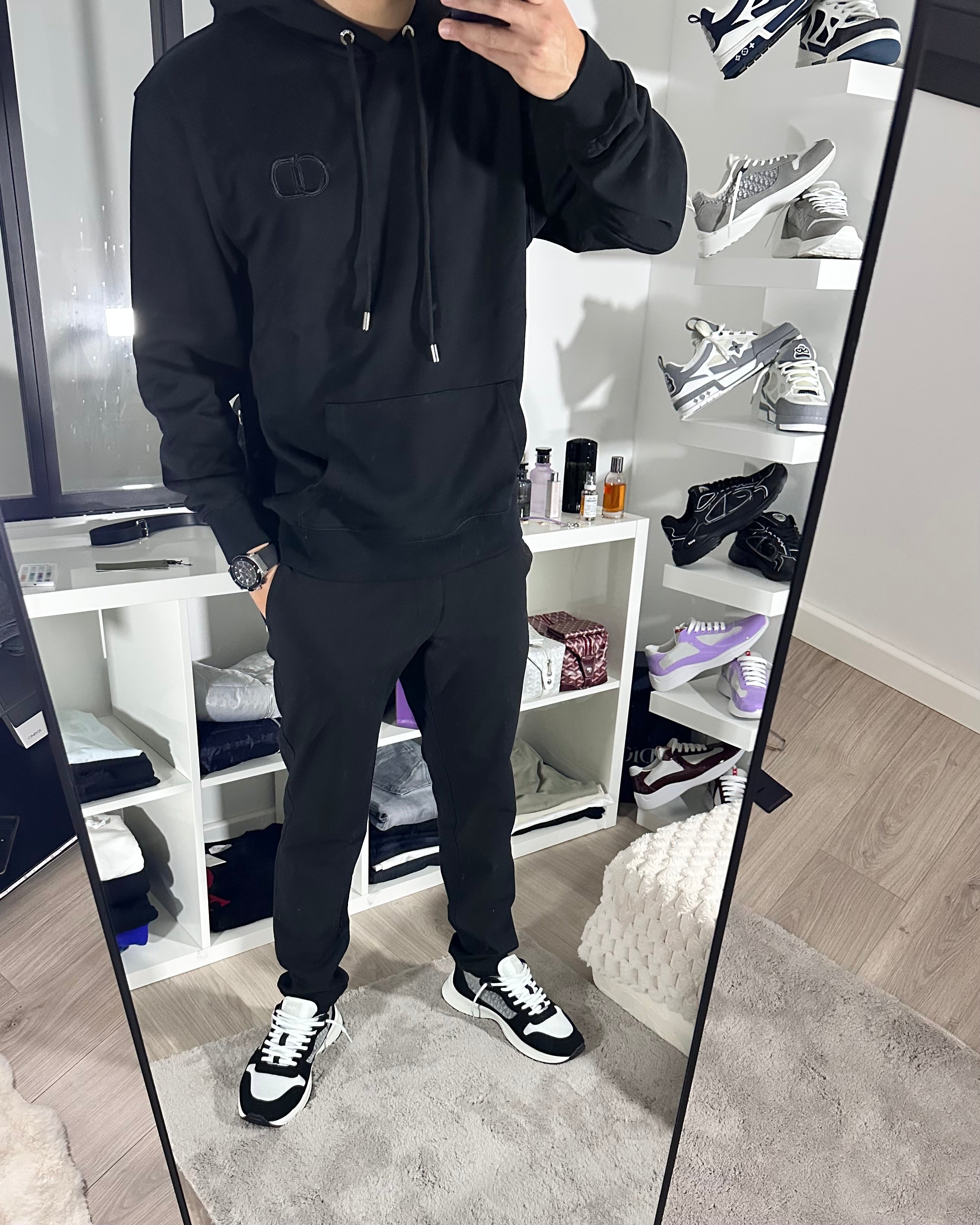 Pull Noir à motif CD