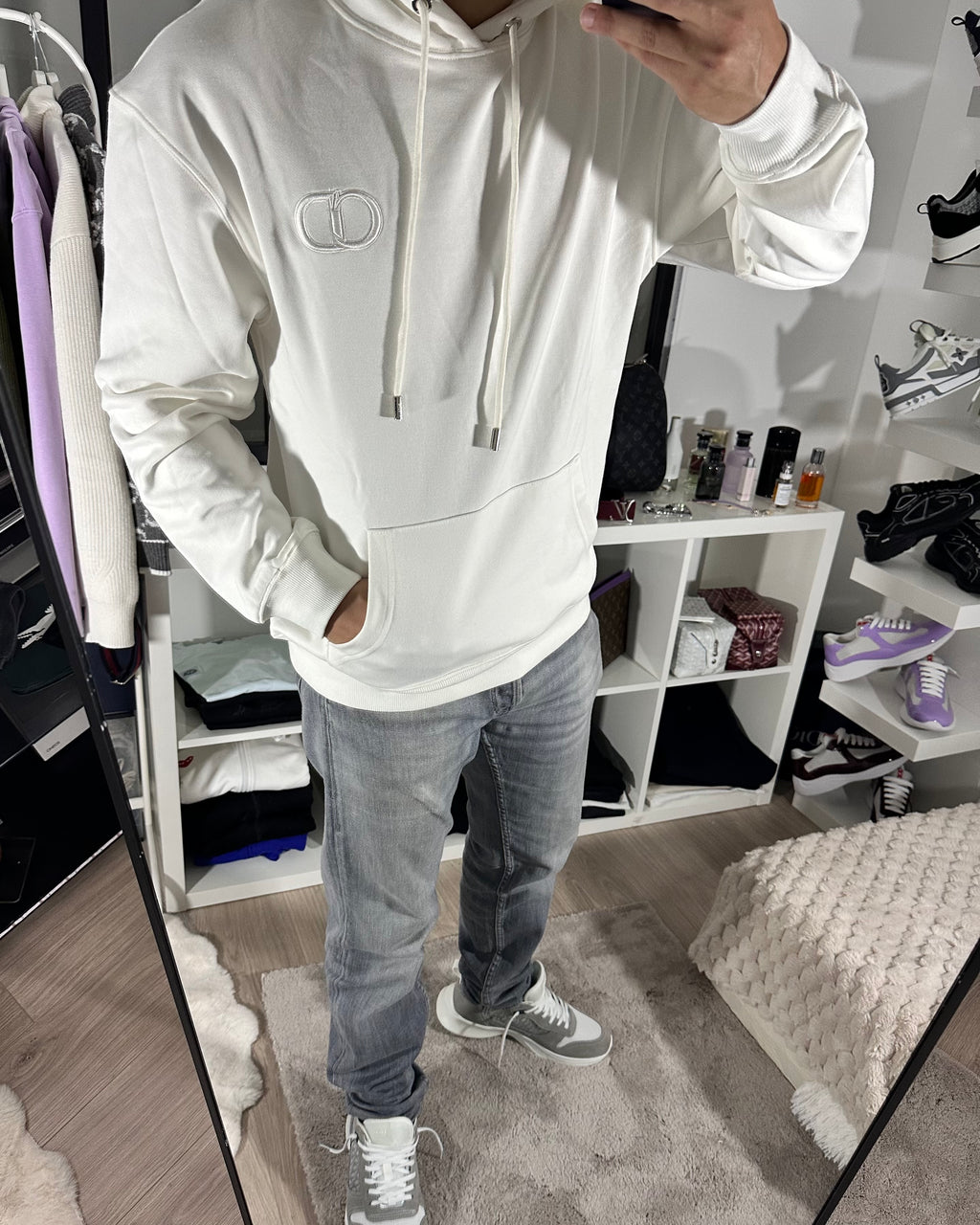 Pull Blanc à motif CD