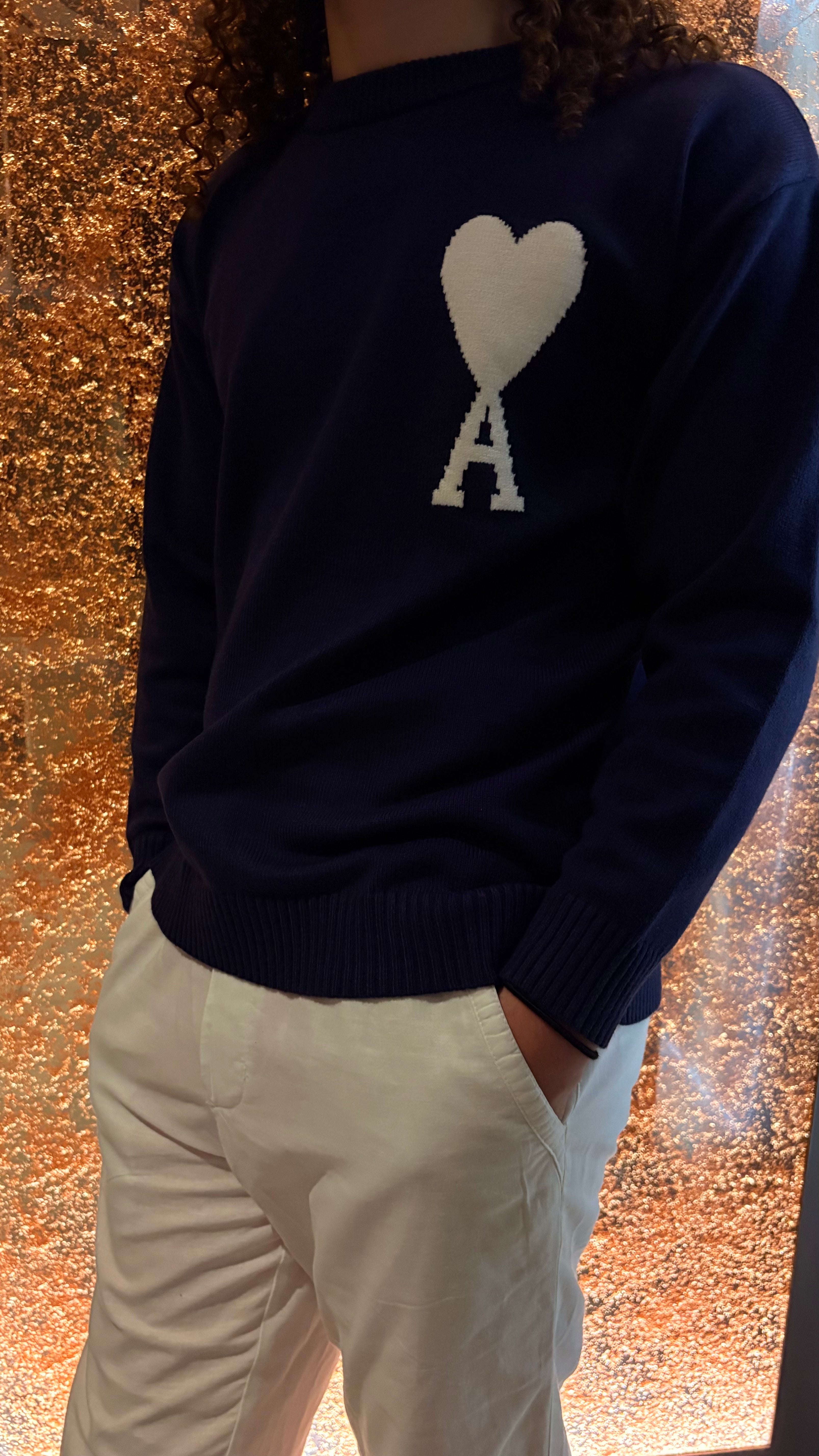 Pull Ami Paris en laine Bleu Marine