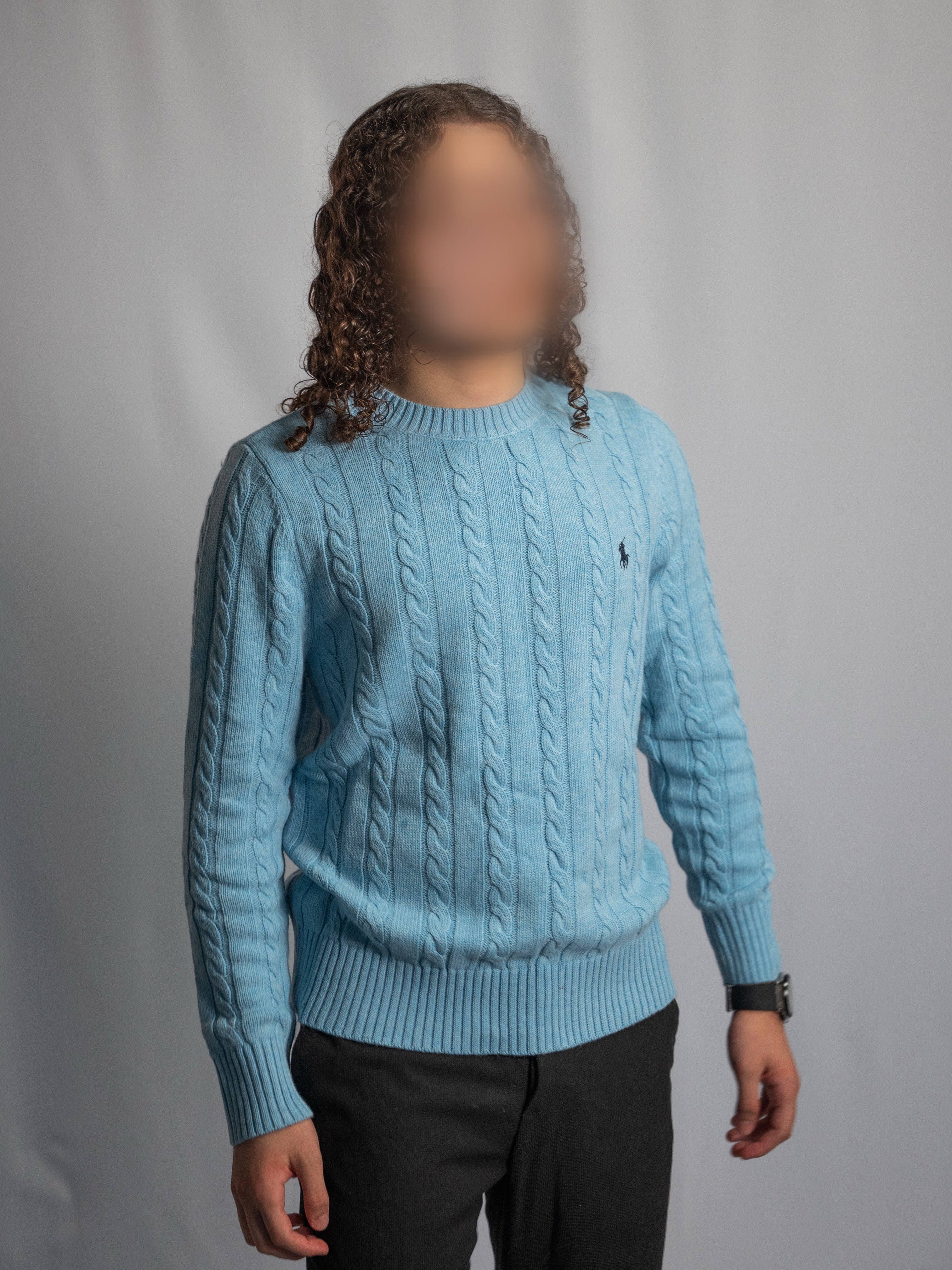 Pull Ralph Lauren Bleu Clair – Maille torsadée