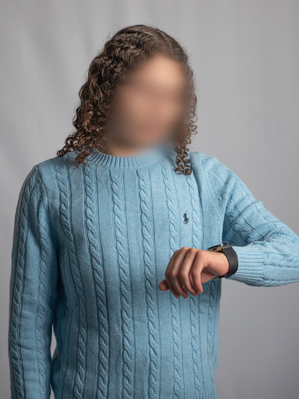 Pull Ralph Lauren Bleu Clair – Maille torsadée