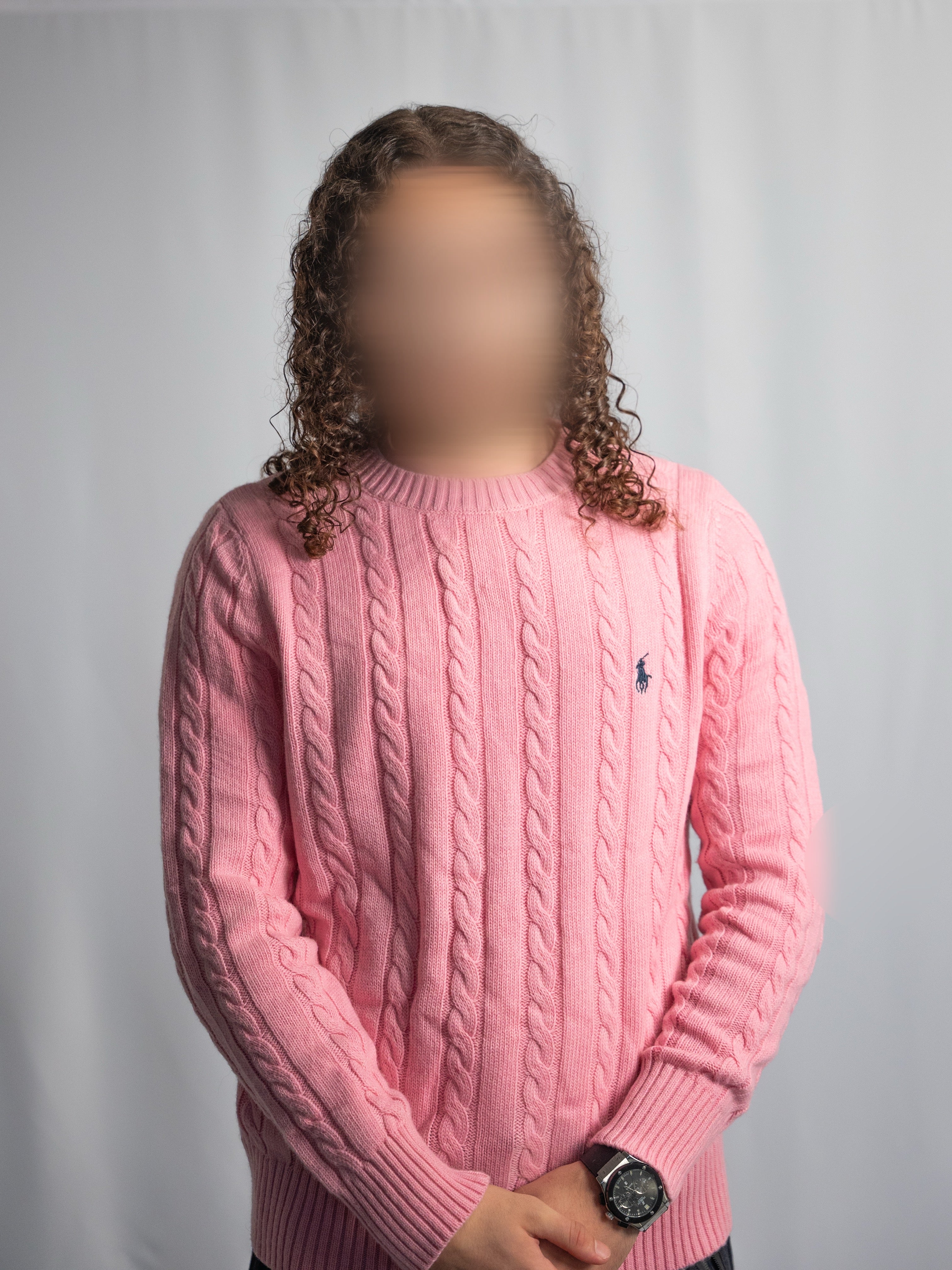 Pull Ralph Lauren Rose Clair – Maille torsadée