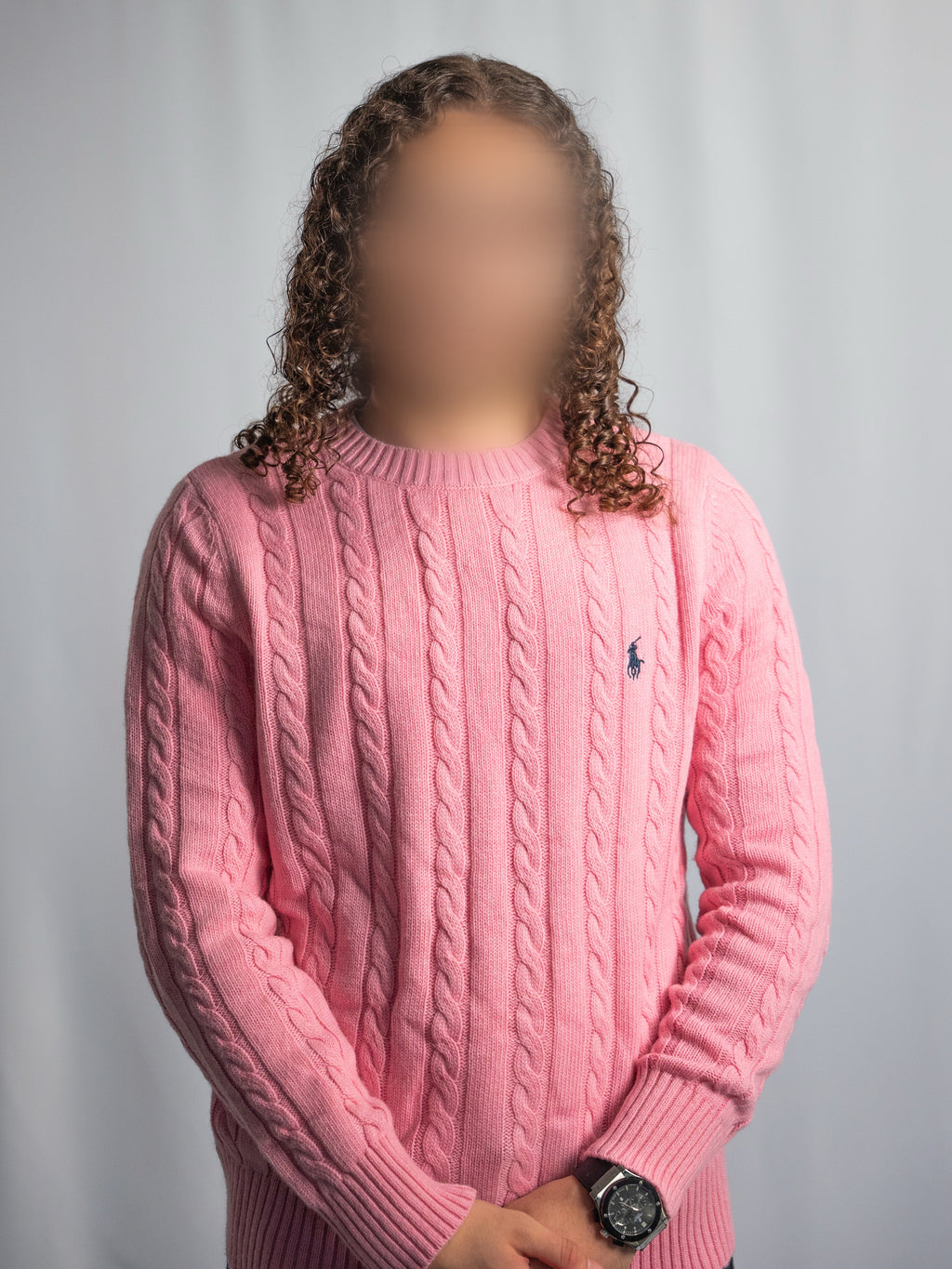 Pull Ralph Lauren Rose Clair – Maille torsadée