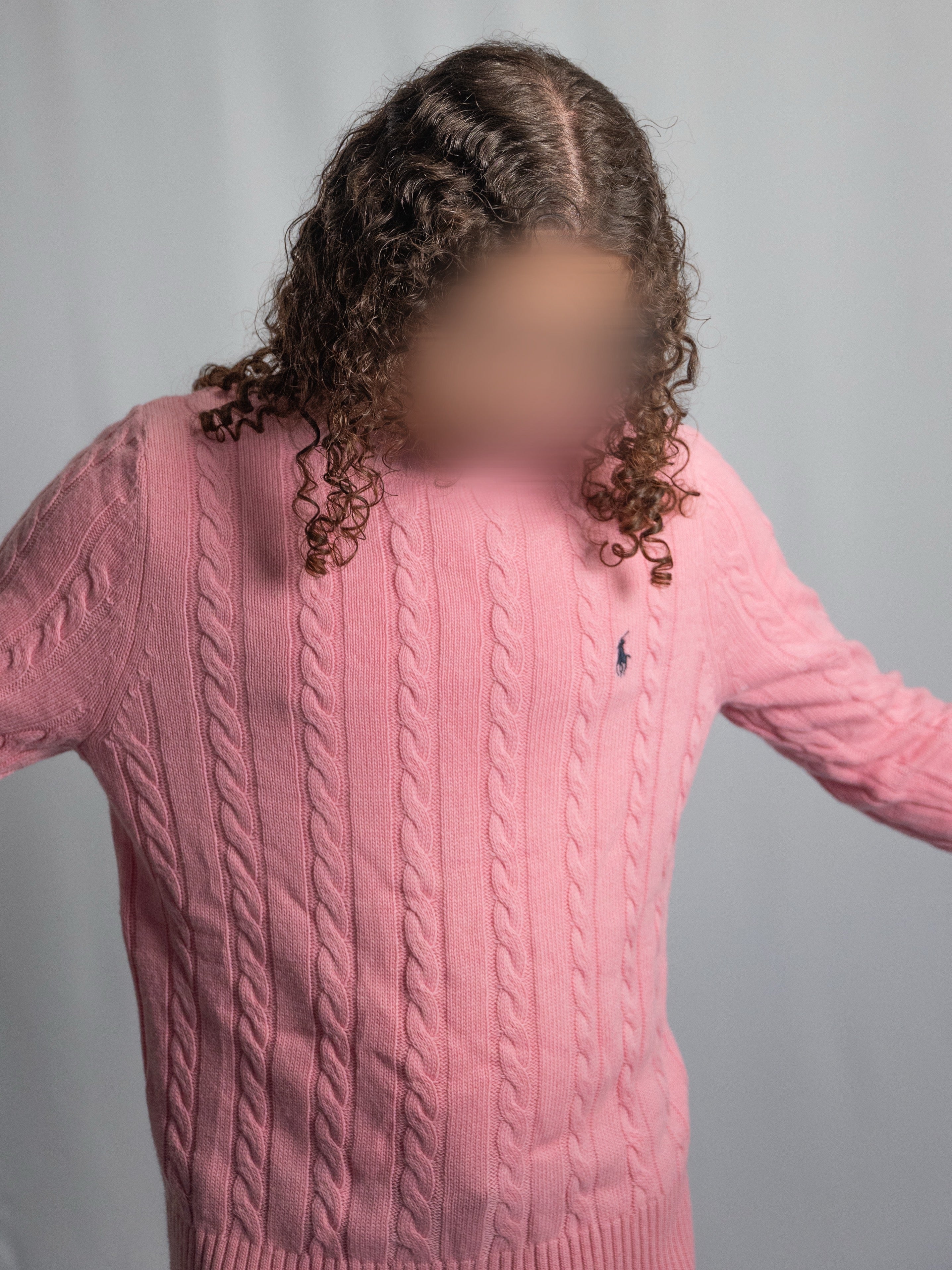 Pull Ralph Lauren Rose Clair – Maille torsadée