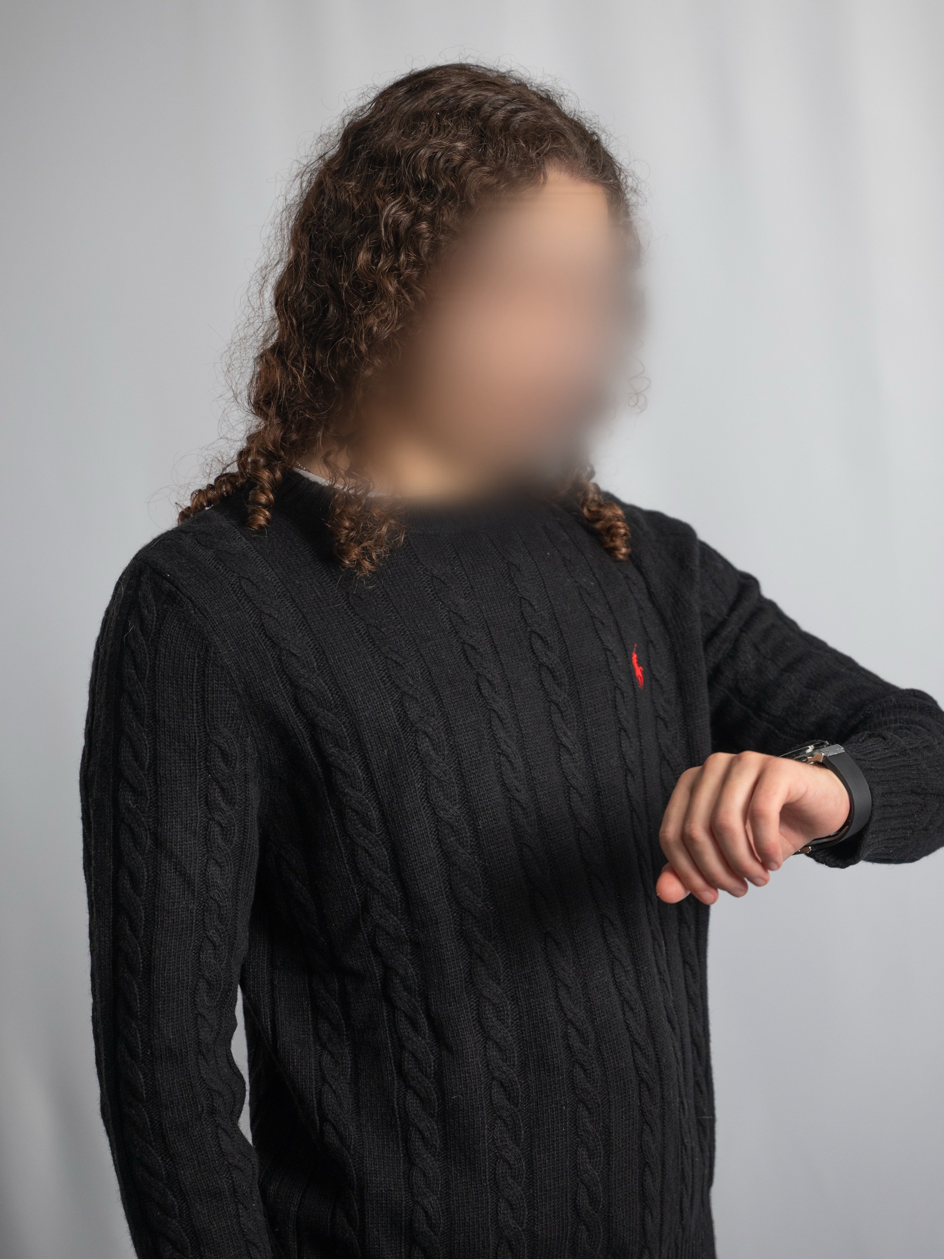 Pull Ralph Lauren Noir – Maille torsadée