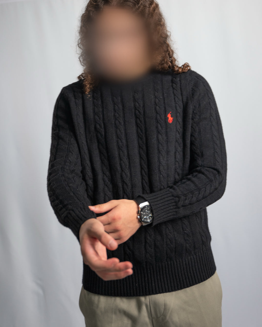 Pull Ralph Lauren Noir – Maille torsadée