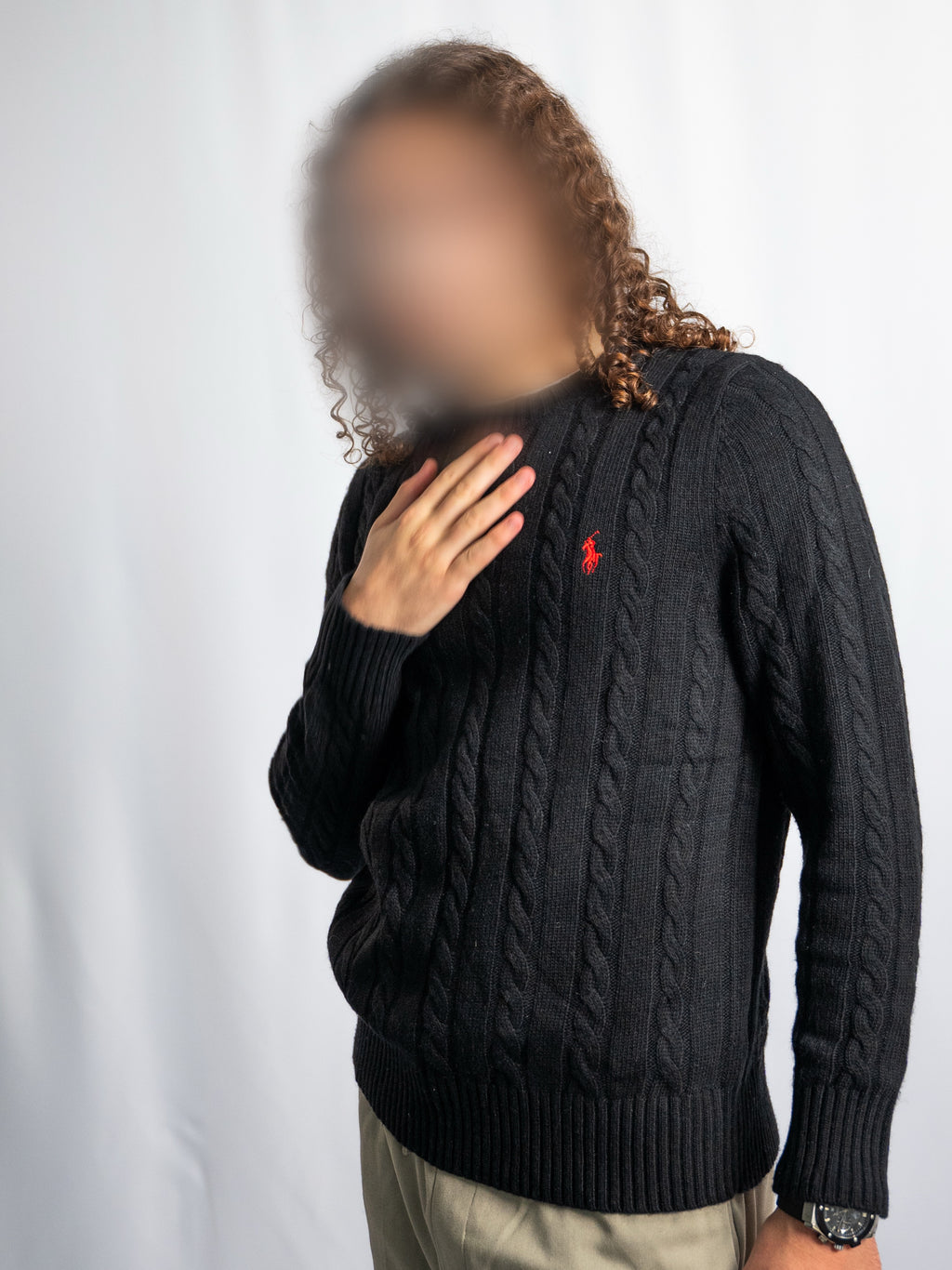 Pull Ralph Lauren Noir – Maille torsadée