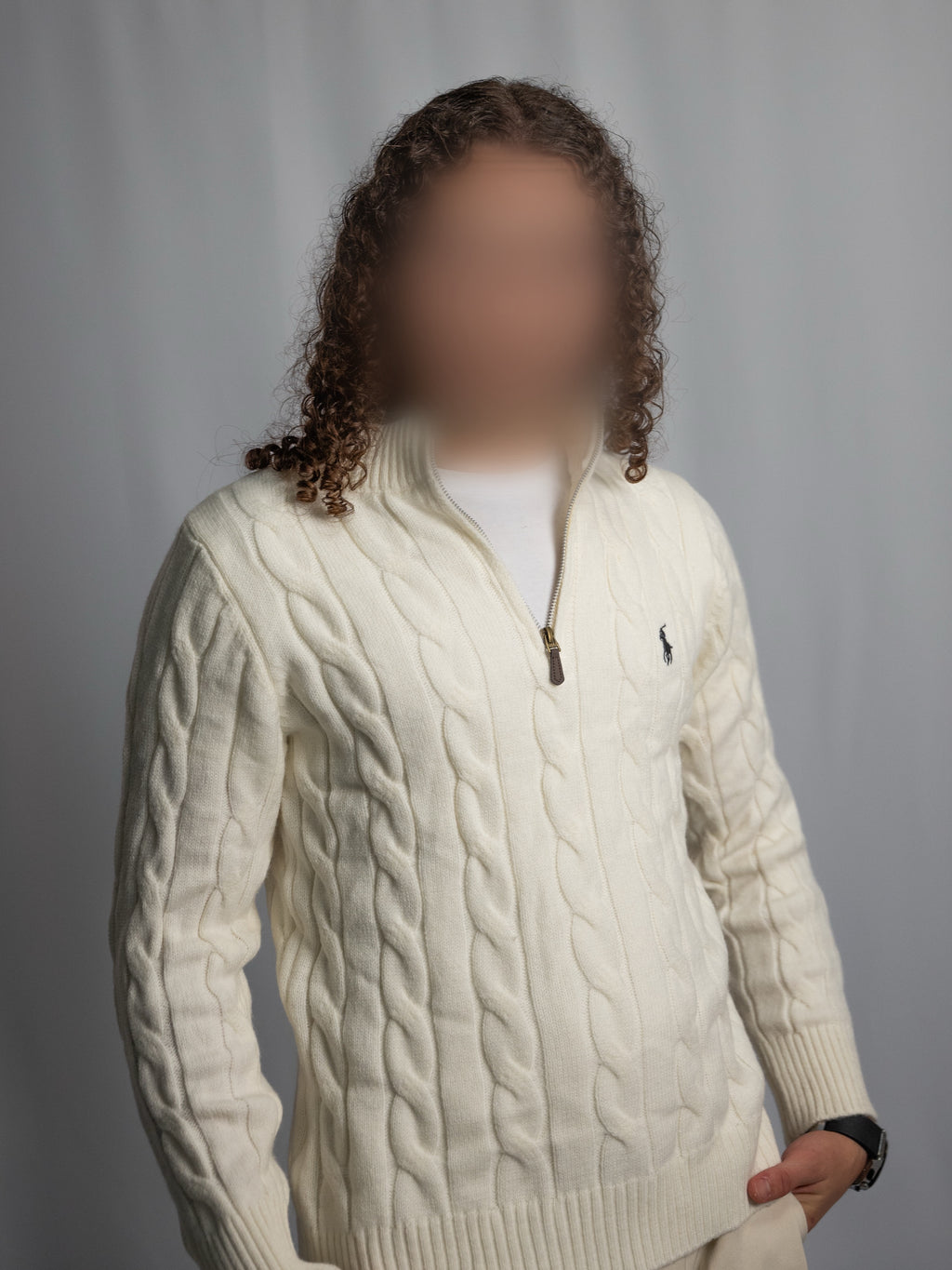 Pull Ralph Lauren Blanc – Maille torsadée