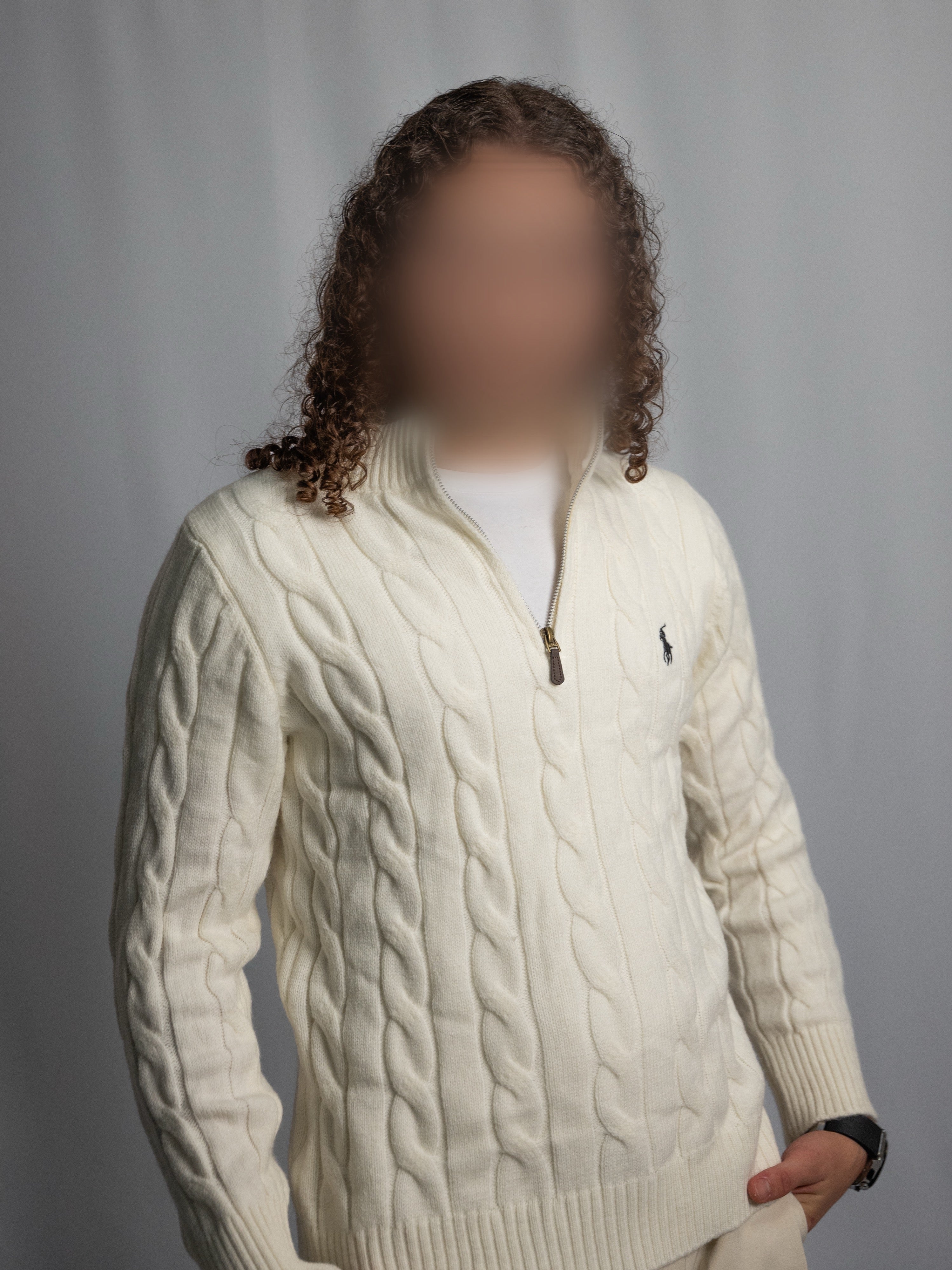 Pull Ralph Lauren Blanc – Maille torsadée