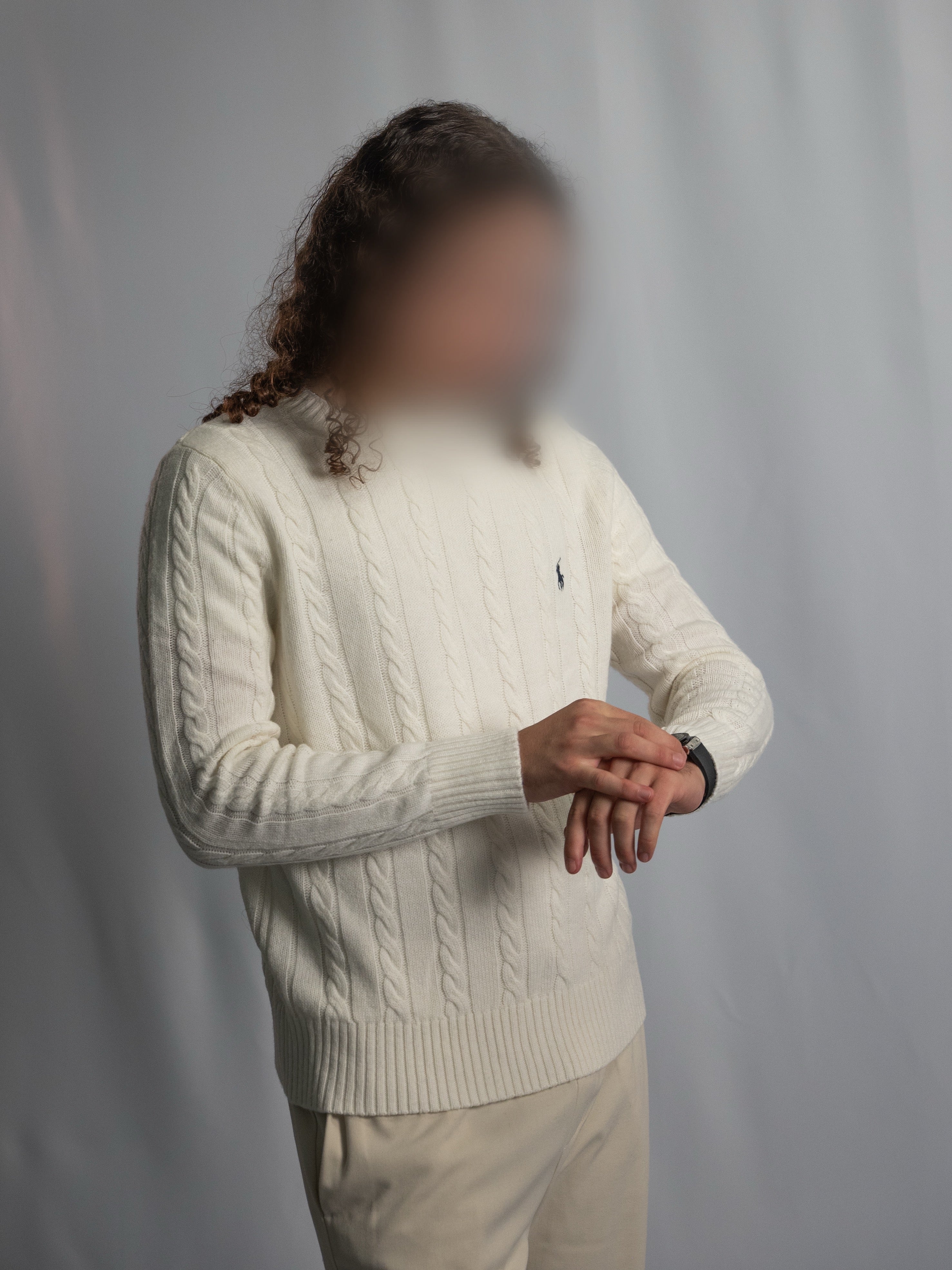 Pull Ralph Lauren Blanc – Maille torsadée