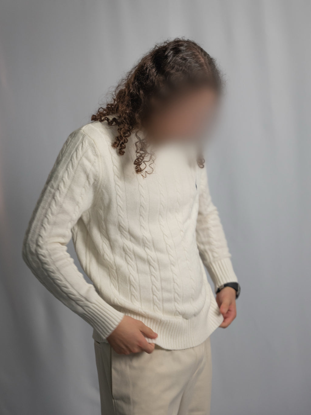 Pull Ralph Lauren Blanc – Maille torsadée