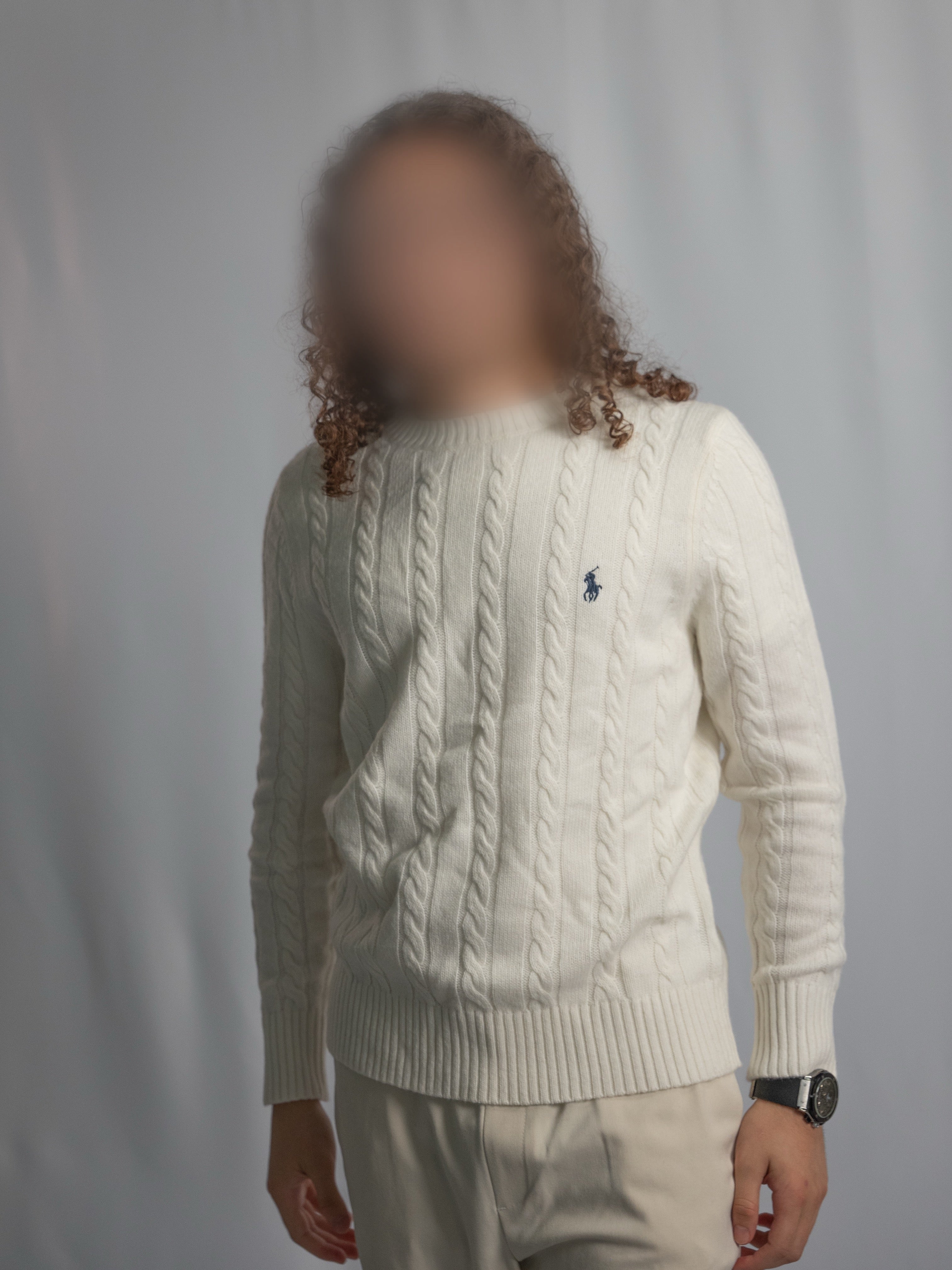 Pull Ralph Lauren Blanc – Maille torsadée
