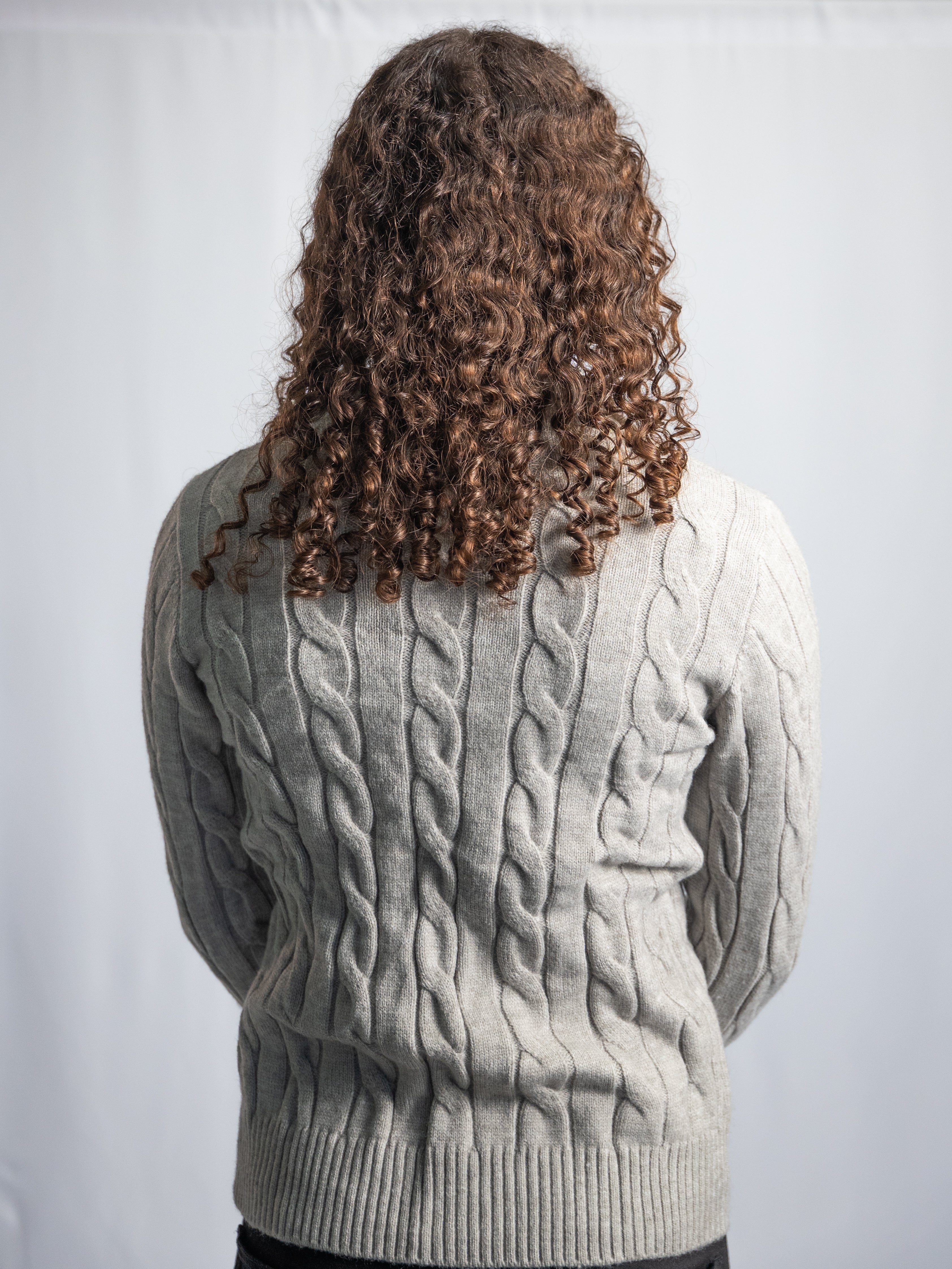 Pull Ralph Lauren Gris – Maille torsadée zip