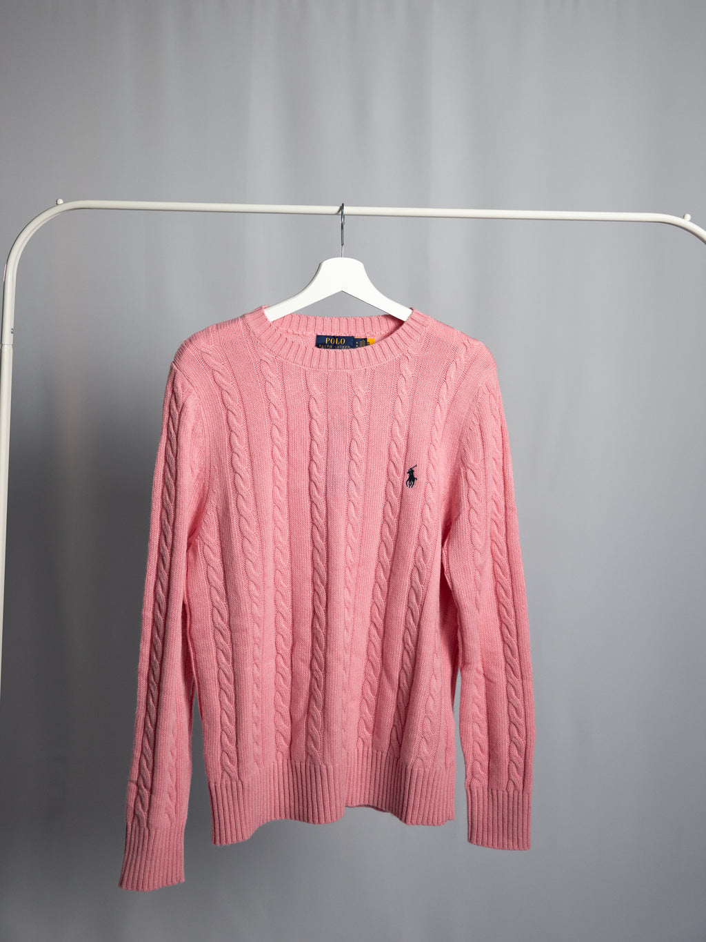 Pull Ralph Lauren Rose Clair – Maille torsadée