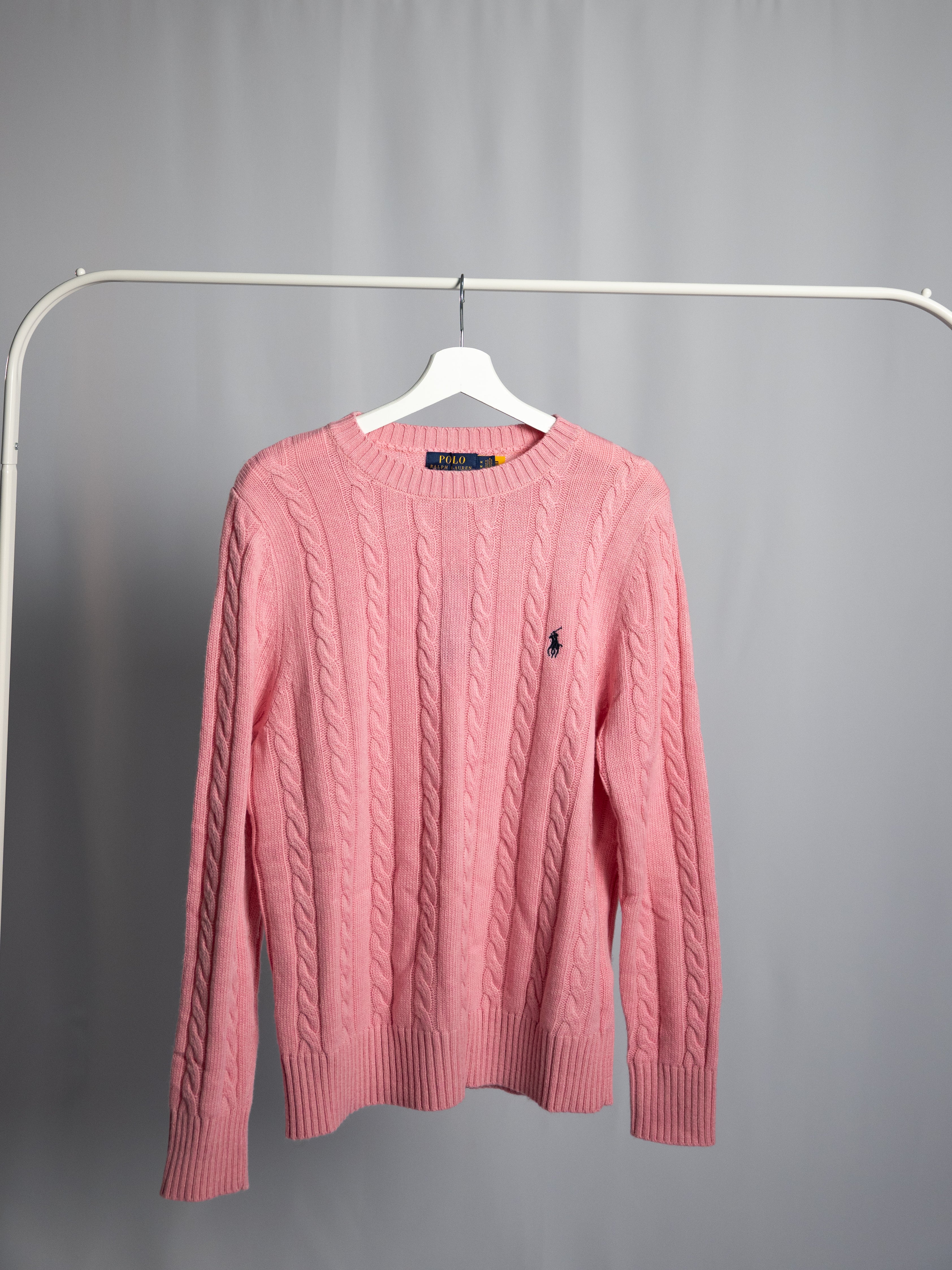 Pull Ralph Lauren Rose Clair – Maille torsadée