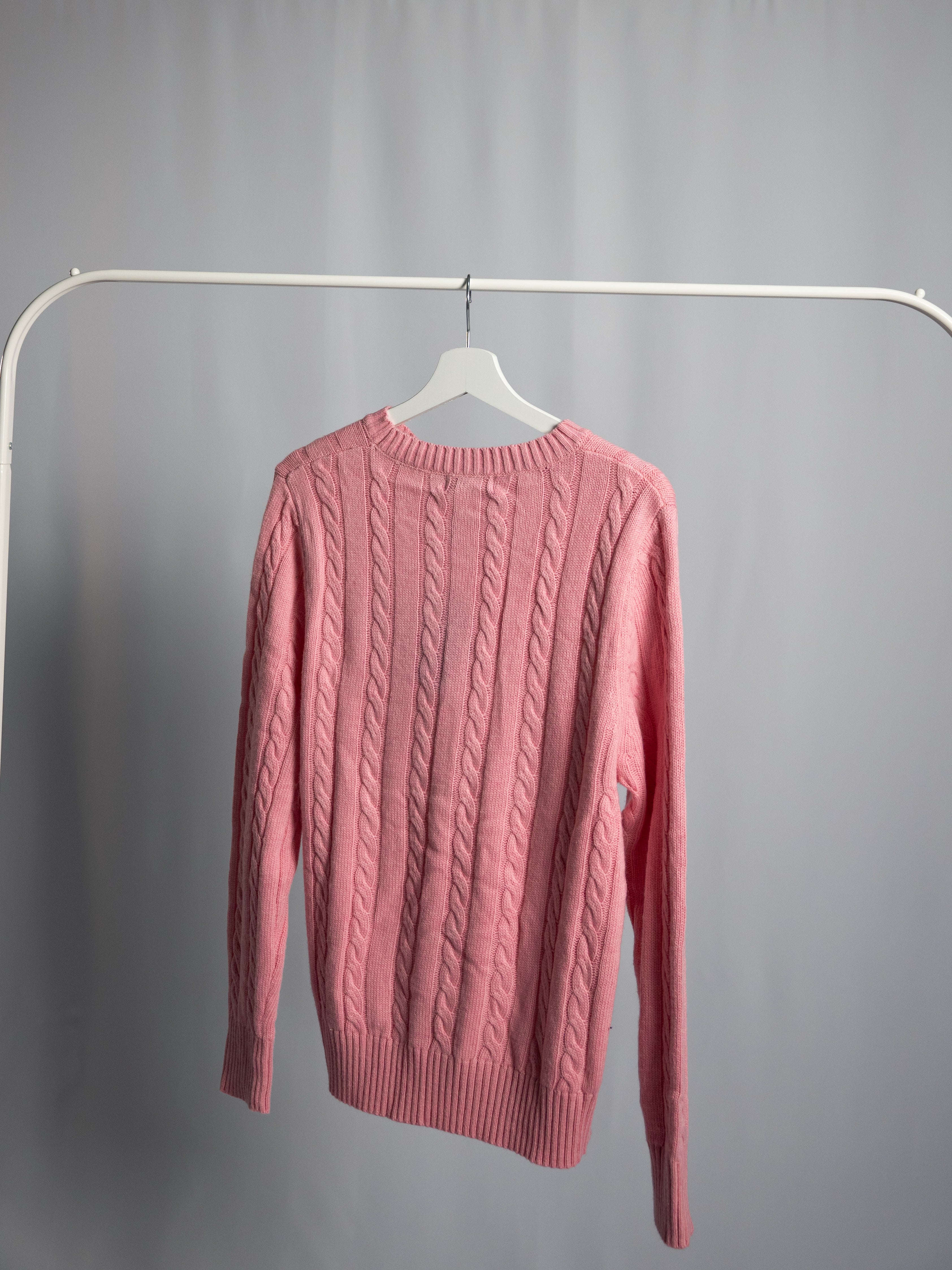 Pull Ralph Lauren Rose Clair – Maille torsadée