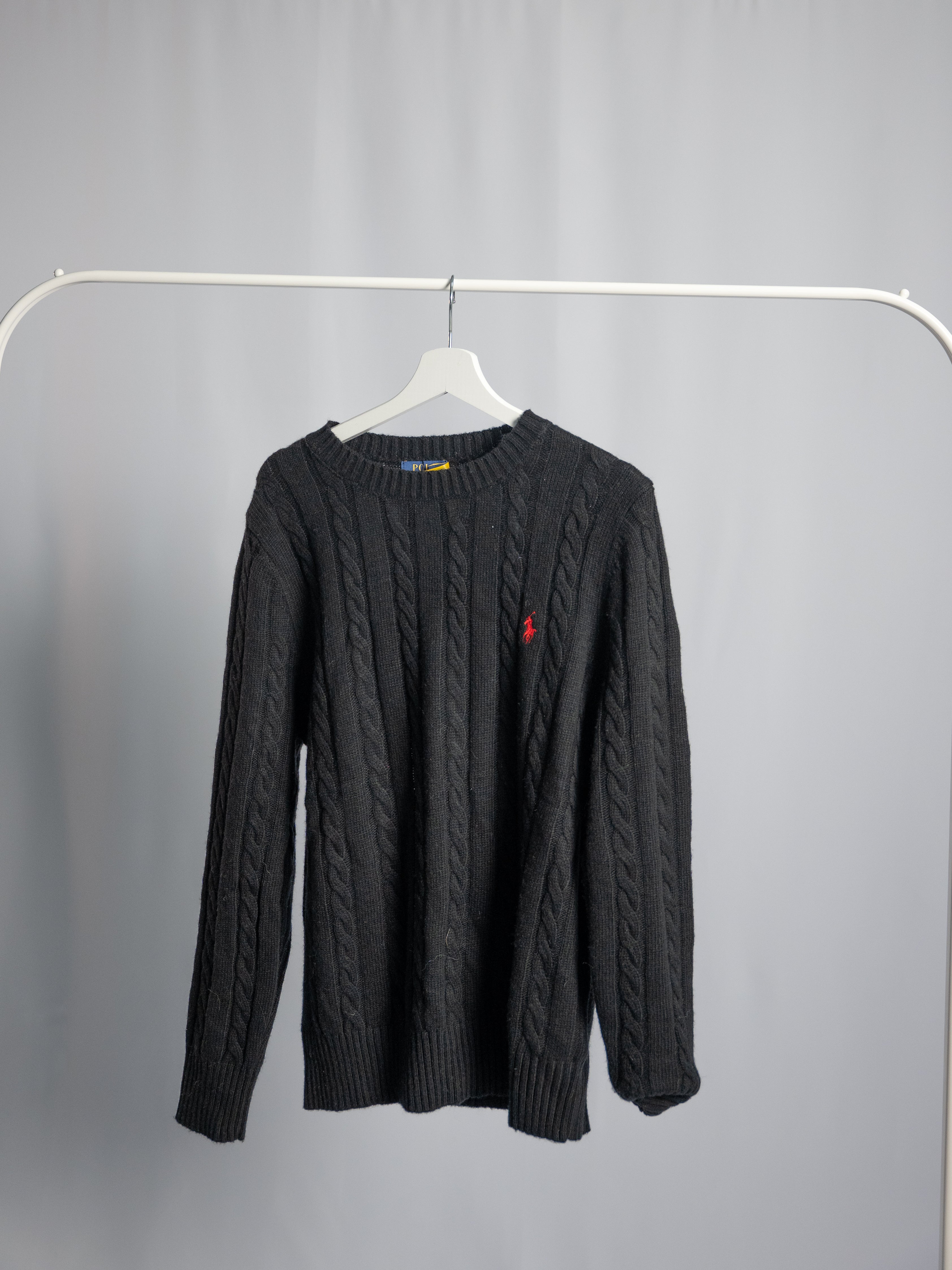 Pull Ralph Lauren Noir – Maille torsadée