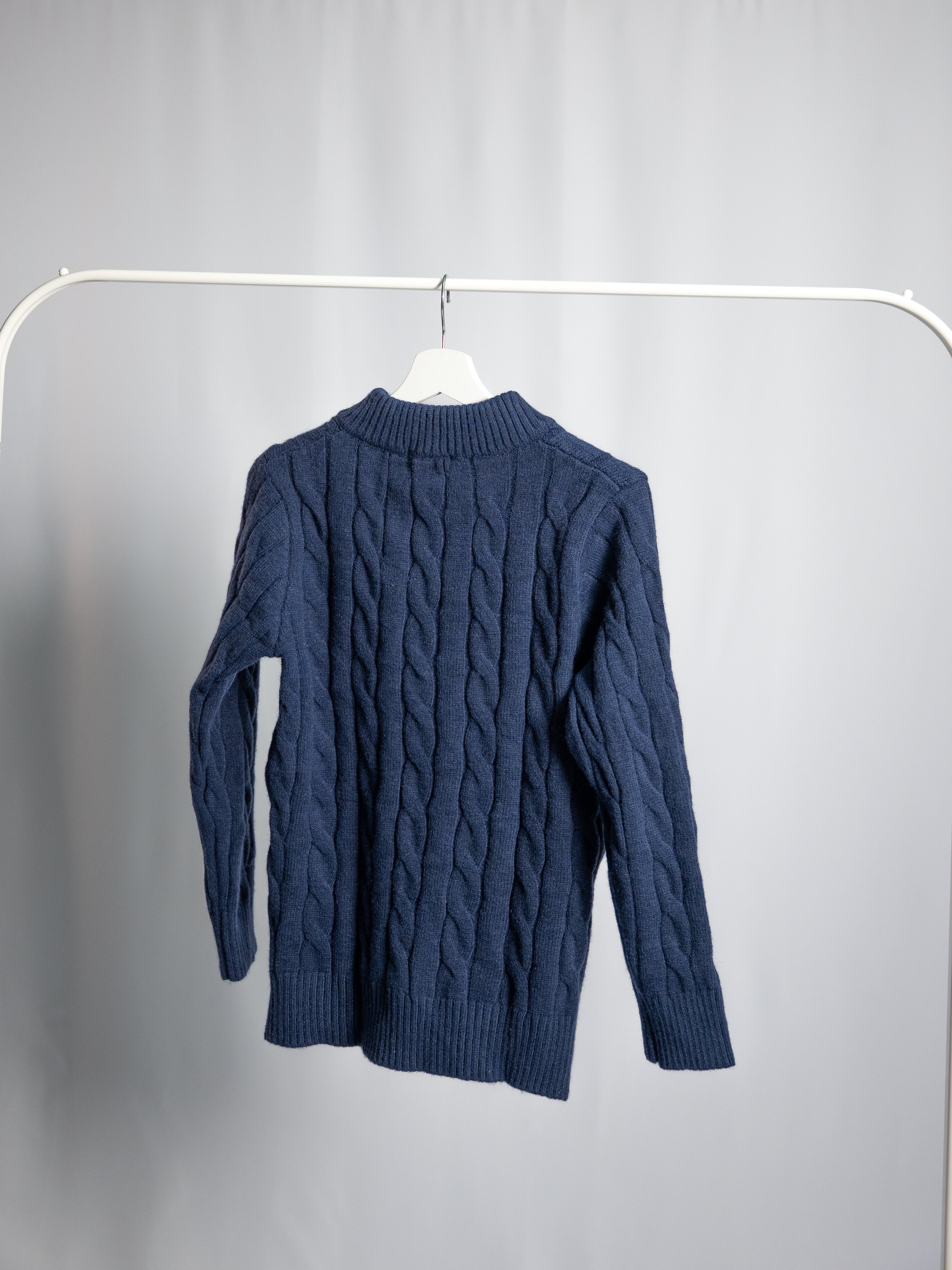 Pull Zippé Ralph Lauren Noir– Maille torsadée