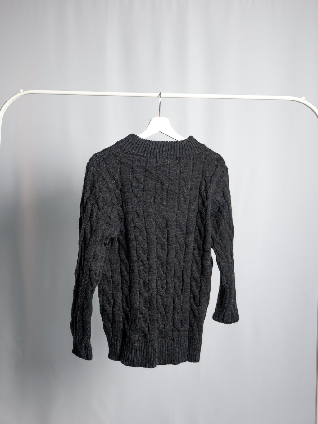 Pull Zippé Ralph Lauren Noir– Maille torsadée
