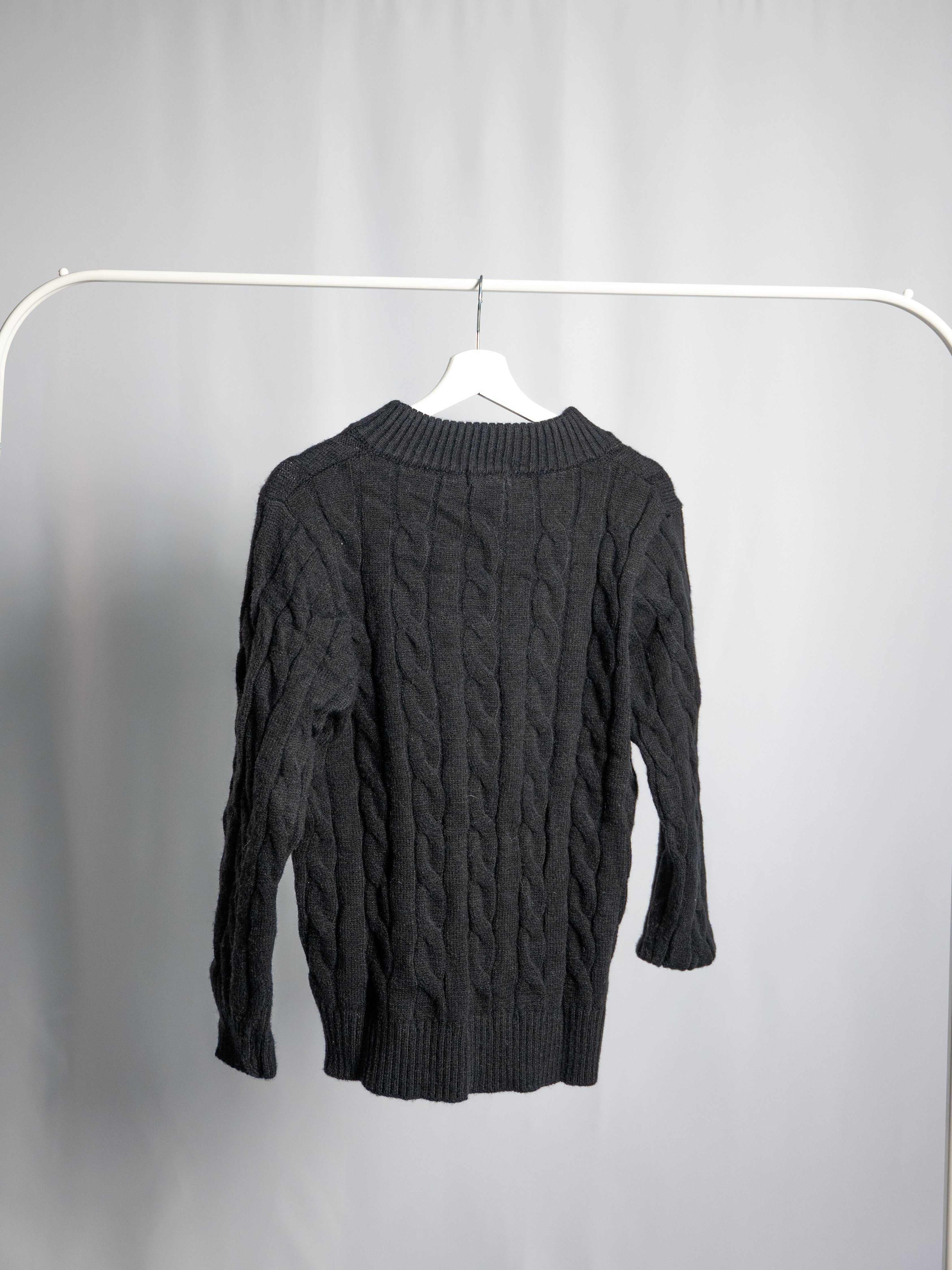 Pull Zippé Ralph Lauren Noir– Maille torsadée