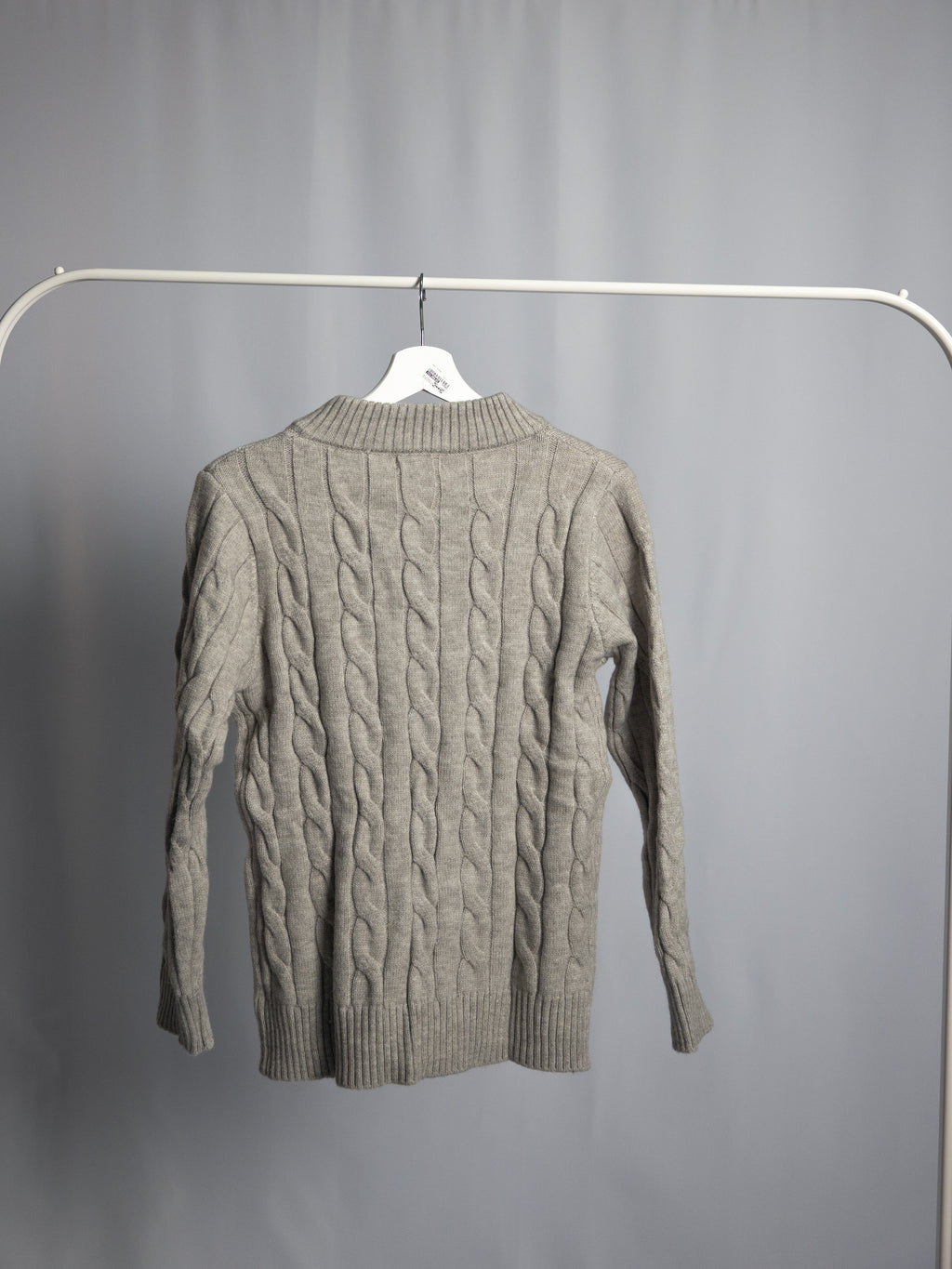 Pull Ralph Lauren Gris – Maille torsadée zip