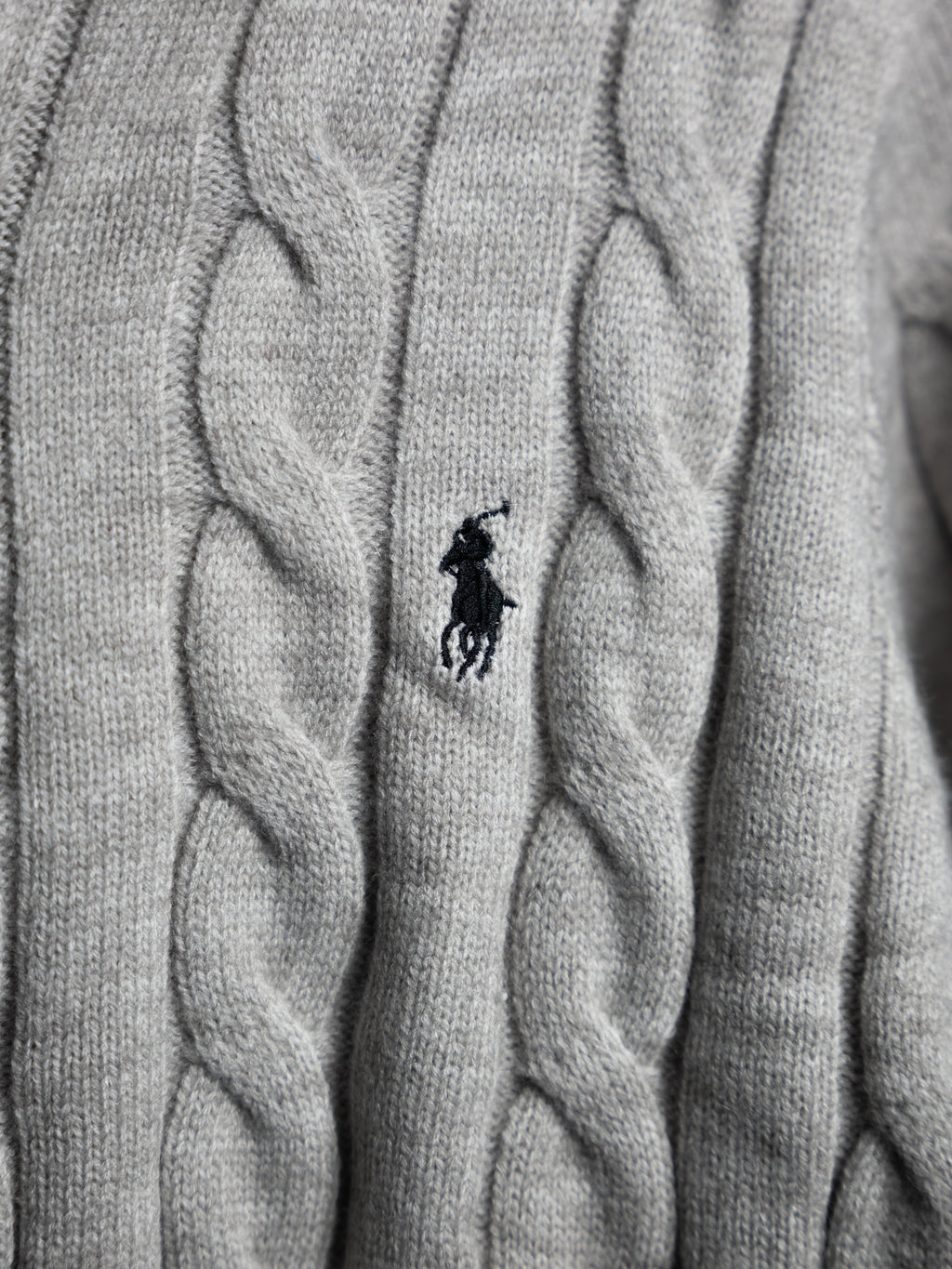 Pull Ralph Lauren Gris – Maille torsadée zip