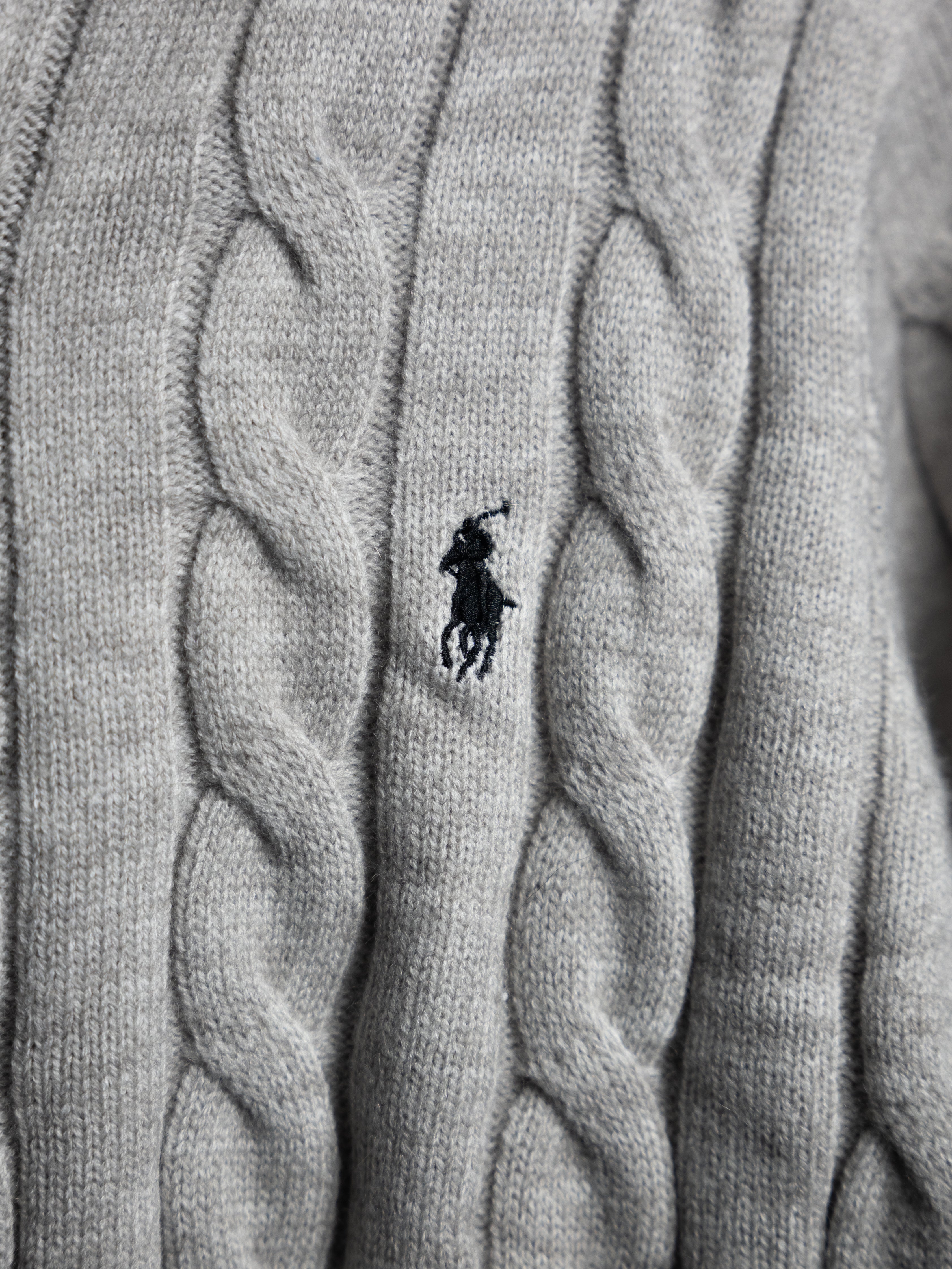 Pull Ralph Lauren Gris – Maille torsadée zip