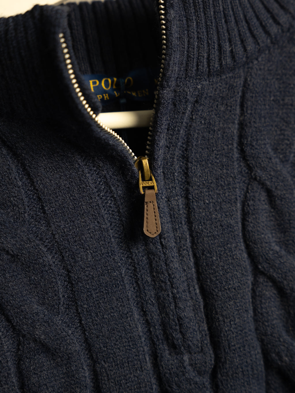 Pull Zippé Ralph Lauren Noir– Maille torsadée