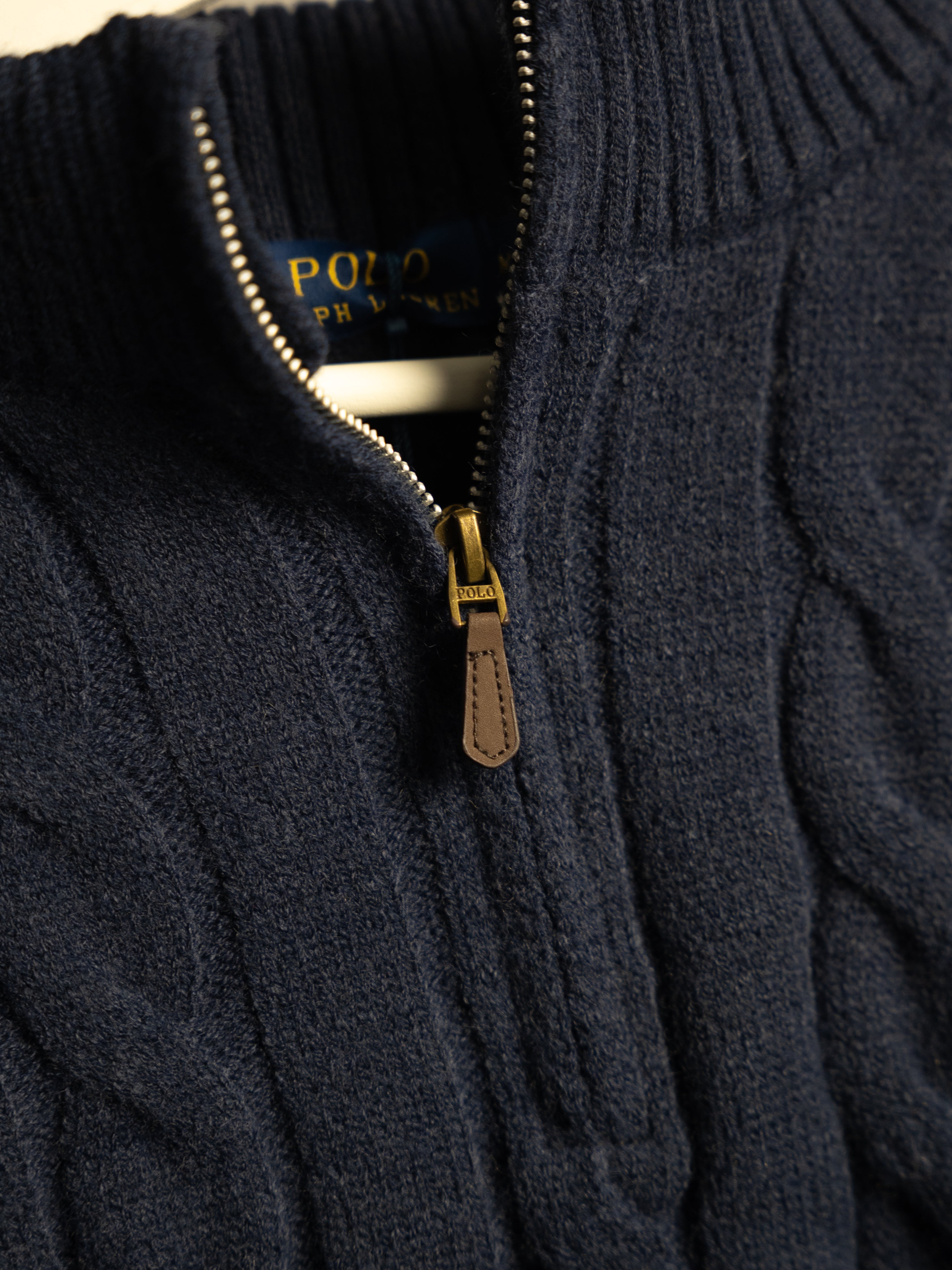 Pull Zippé Ralph Lauren Noir– Maille torsadée